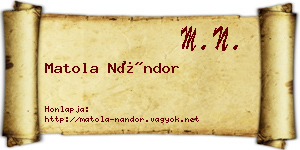 Matola Nándor névjegykártya